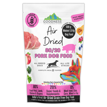 80/20 Pork Air Dried Dog Food - Grain Free, Natural, High Protein & Fat, All Breeds & All Life Stages